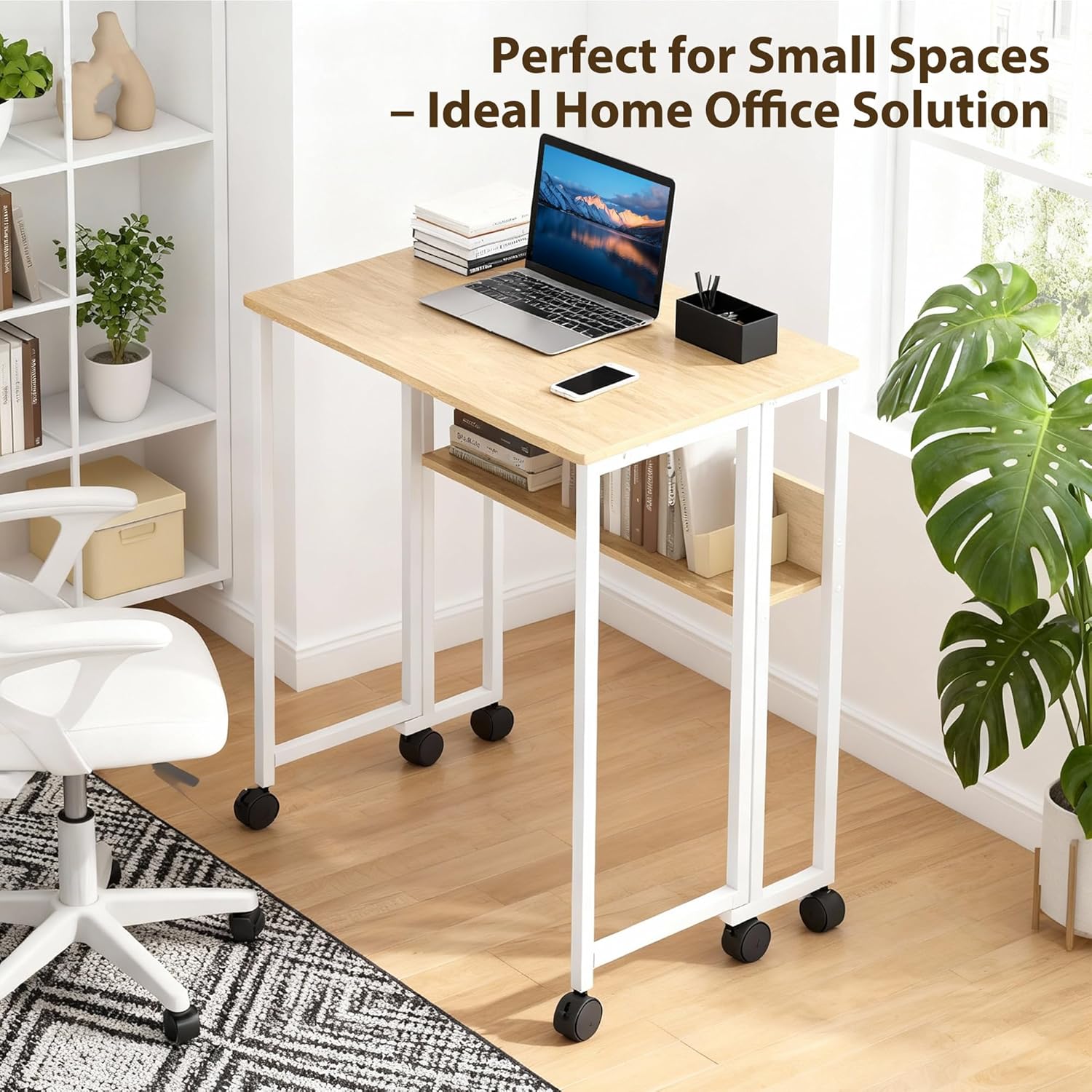 Inversion Table Fold - Folding Desk with Storage Shelf, 63