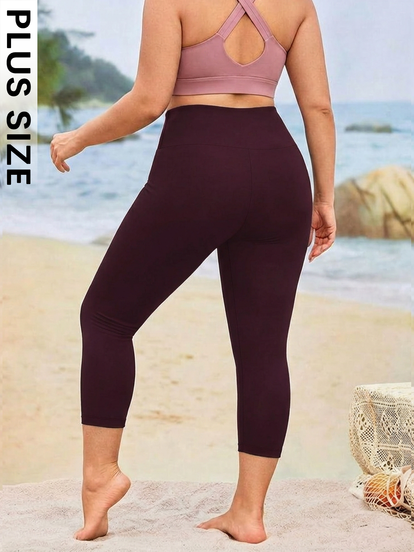 Pilates Yoga Outfit - Plus Size Women's High Waisted Capri