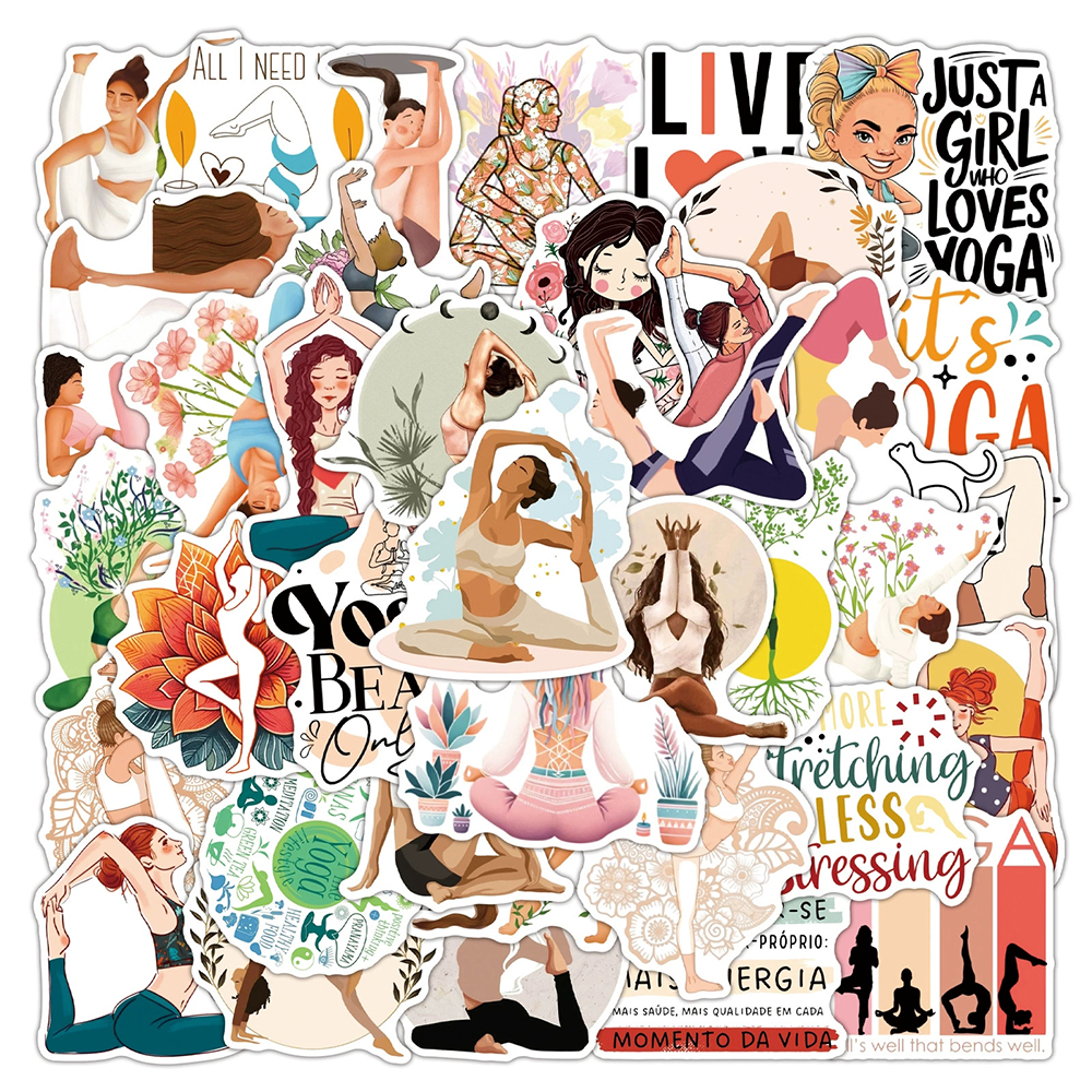 Pilates Yoga Gifts - 10/30/50pcs Fitness Pilates Yoga Girl Stickers