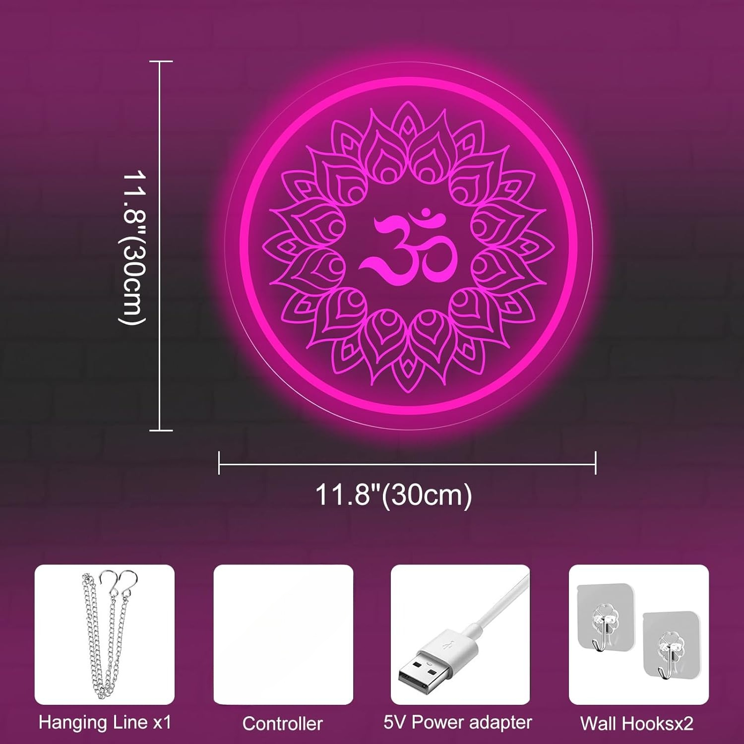 Om Mandala Neon Sign USB Power - Pilates Yoga Gifts 评论和价格