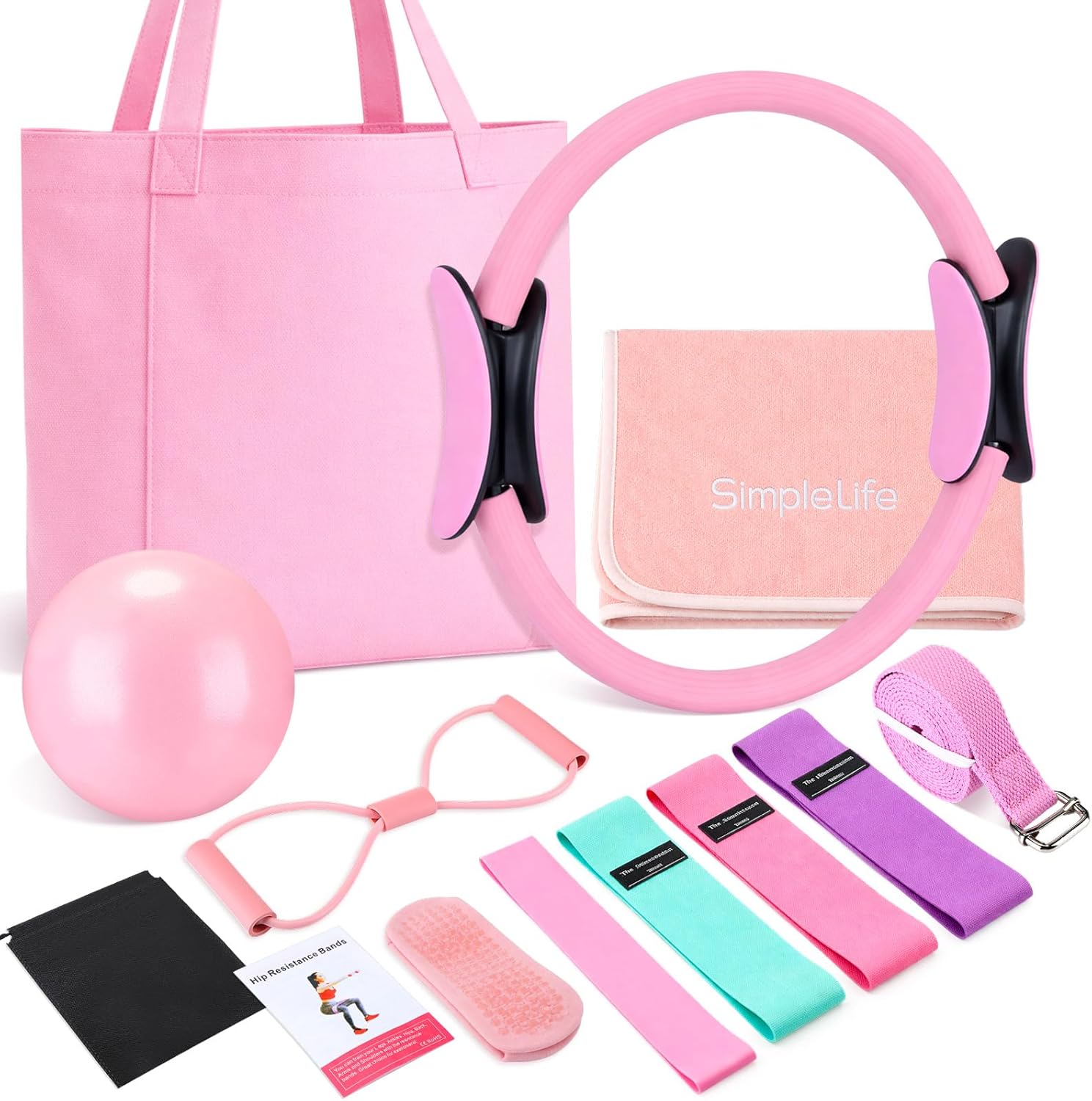 11 Pcs Pink Yoga Accessories S - Pilates Yoga Gifts 评论和价格