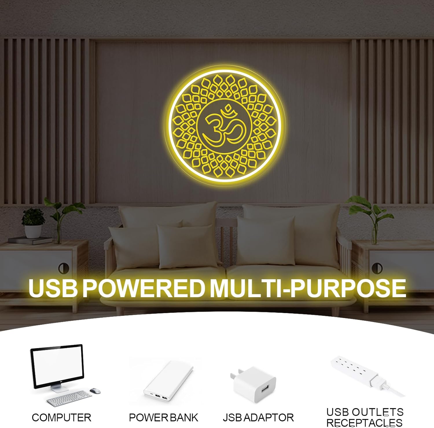 Om Buddha Neon Sign USB Powere - Pilates Yoga Gifts 评论和价格