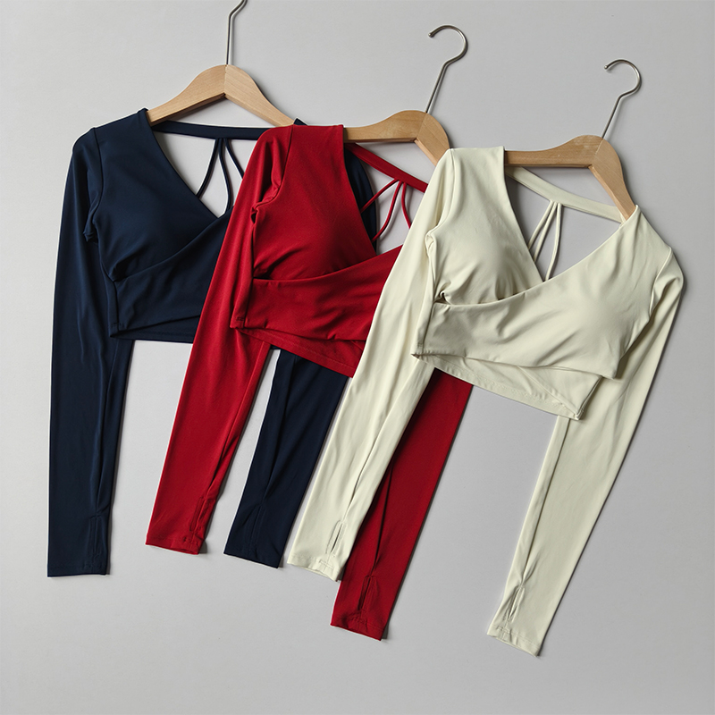 Gym Designed V-neck Long-sleev - Pilates V Yoga 评论和价格