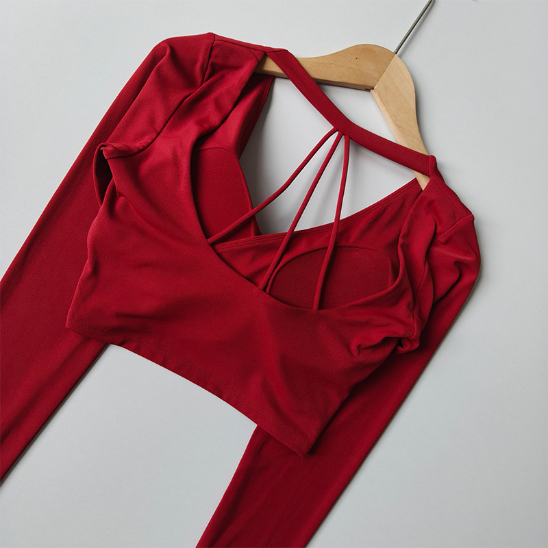 Gym Designed V-neck Long-sleev - Pilates V Yoga 评论和价格