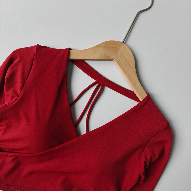 Gym Designed V-neck Long-sleev - Pilates V Yoga 评论和价格